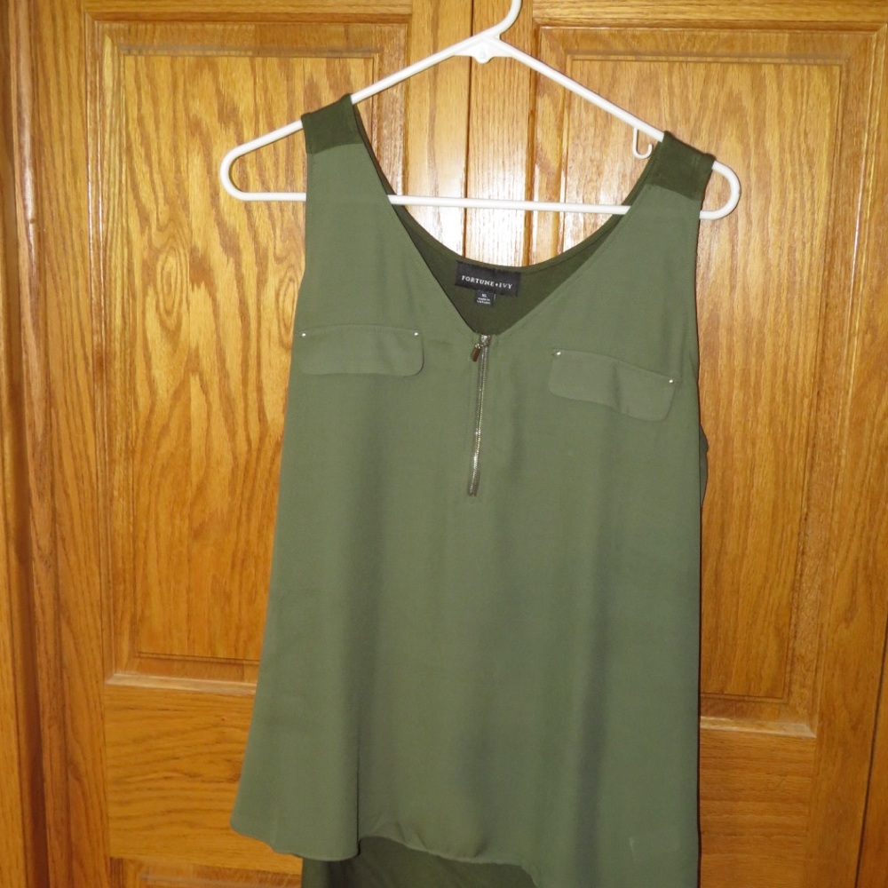 Fortune and ivy Green Sleeveless Tank Top